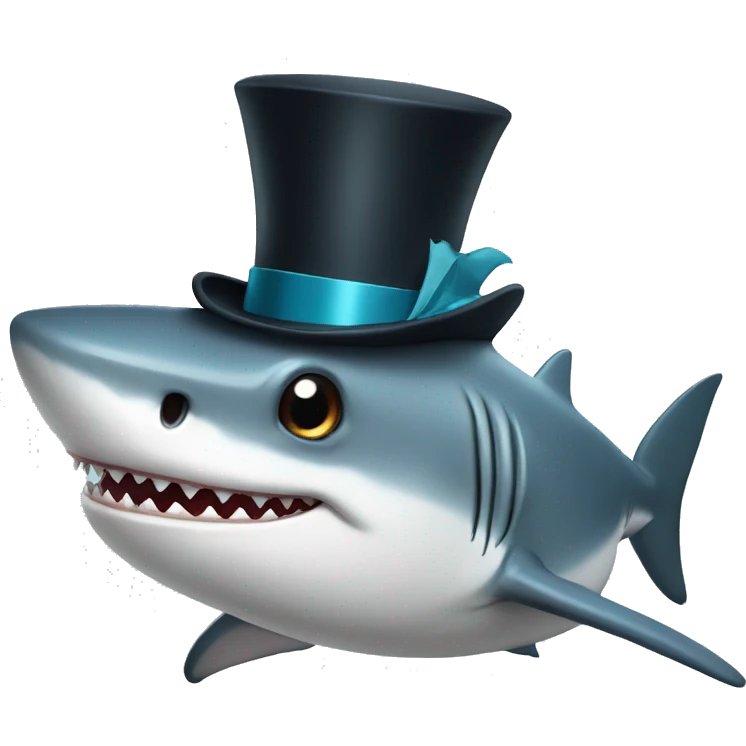 Shark with a top hat emoji
