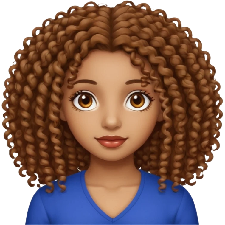Beautiful Haitian and Puerto Rican girl with light brown skin and medium length curly very curly hair and beautiful hazel eyes emoji