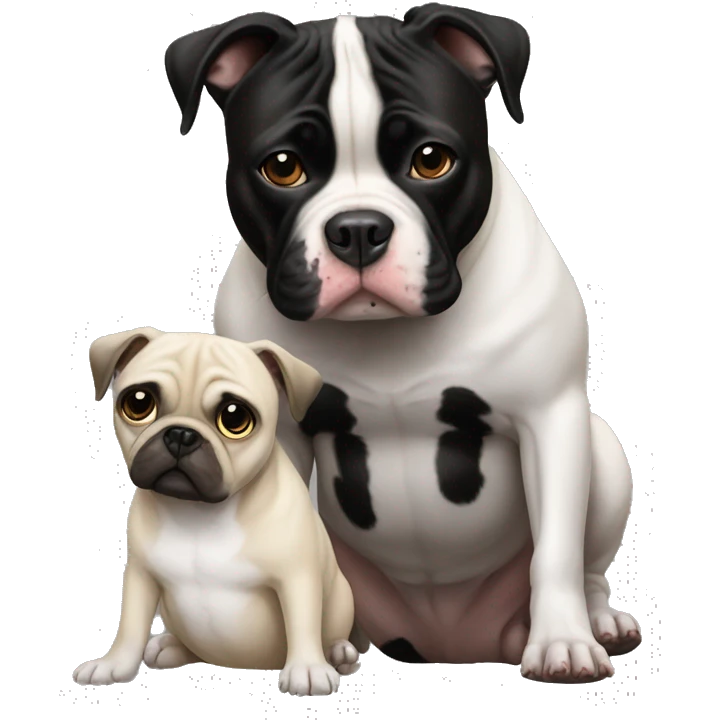 Black and white pitbull and pug emoji