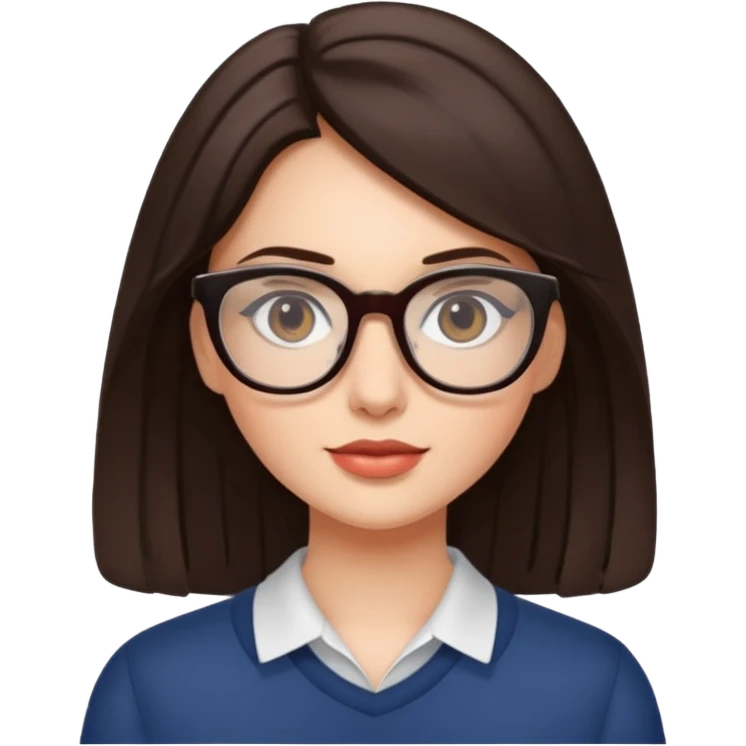 Beautiful brunette woman with glasses emoji