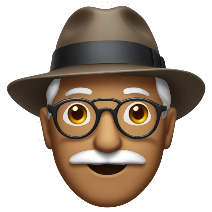 A grandfather with a fedora, a mustache, and a pair of goggles emoji