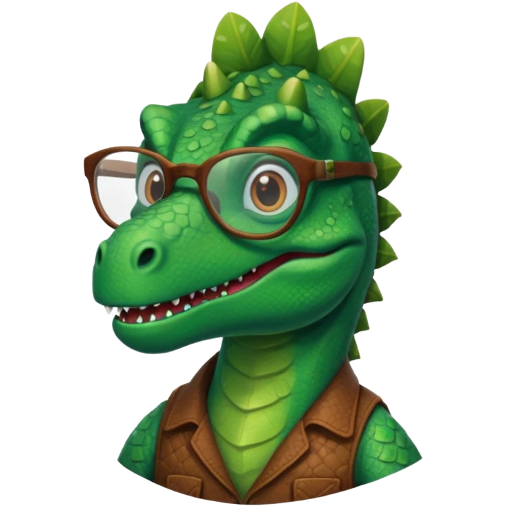 Dinosaur with glass on in a horse emoji
