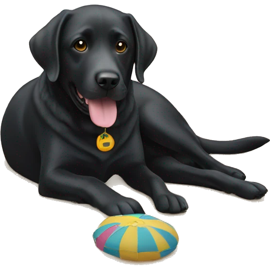 Beach with a black lab emoji