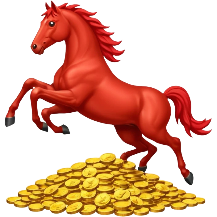 red horse agressive jumping across money emoji