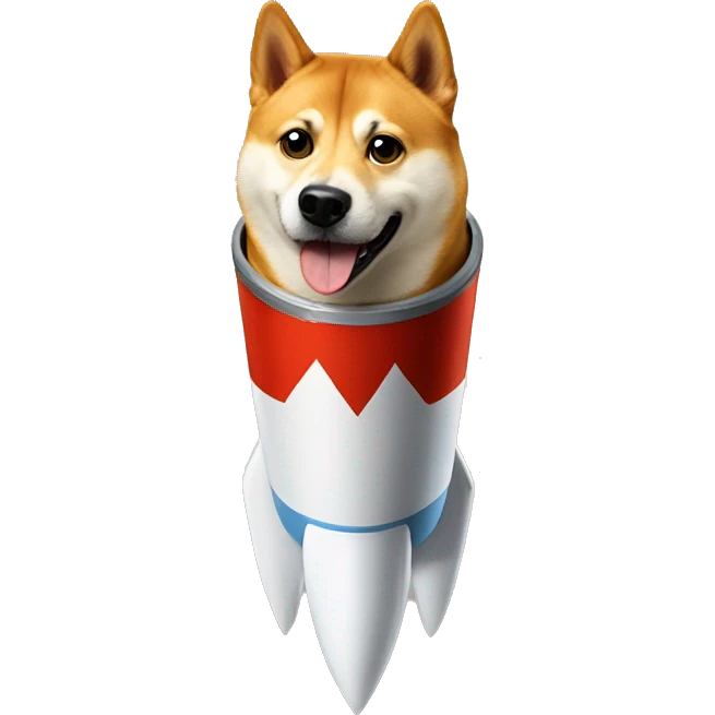 doge dog on the rocket emoji