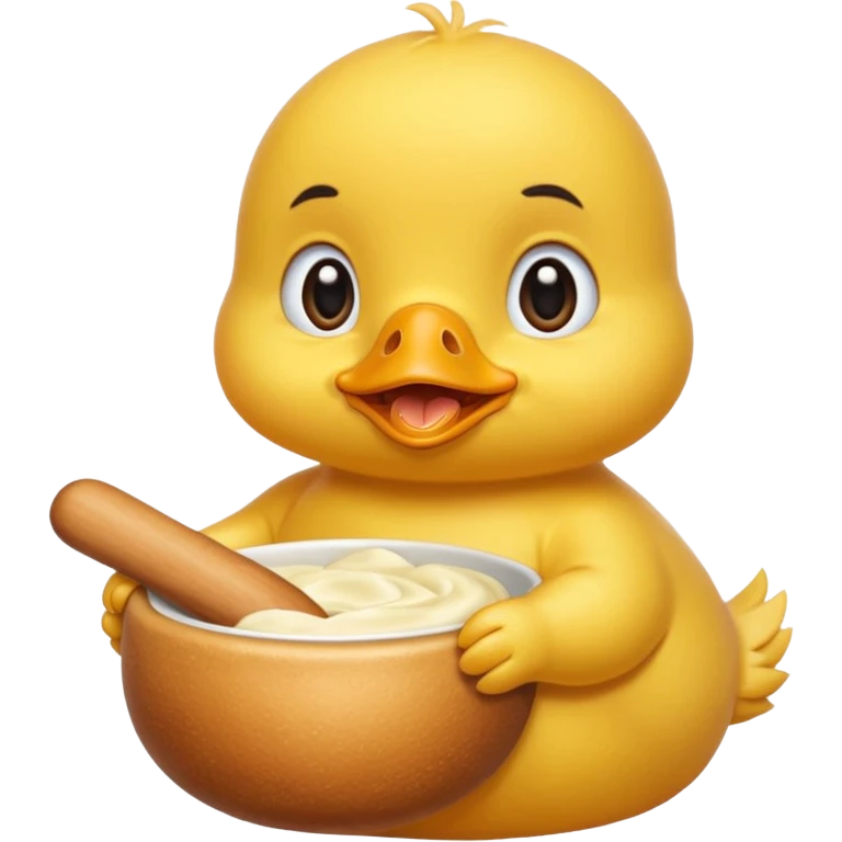 Un pato bebe comiendo migajas de pan emoji