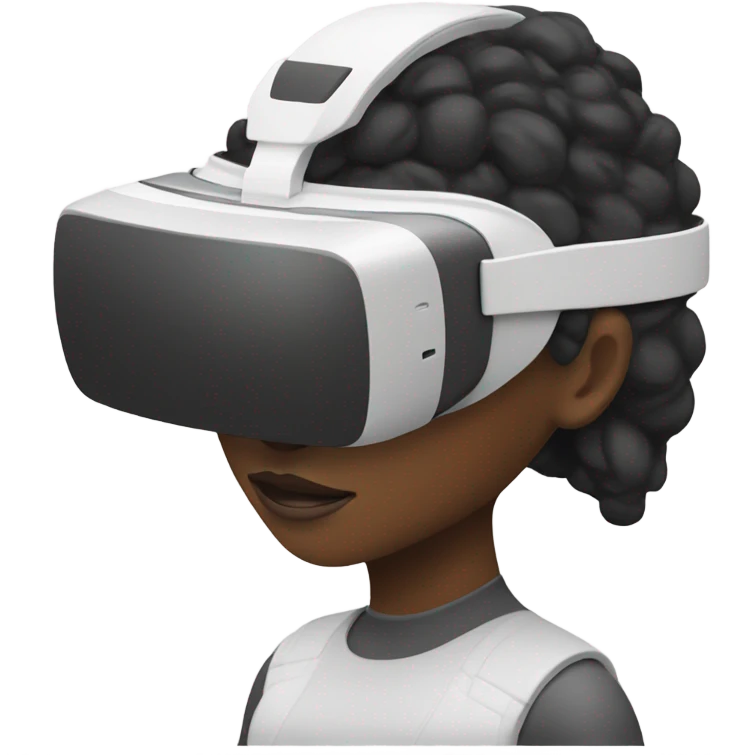 black woman wearing a white VR Quest 3 headset emoji