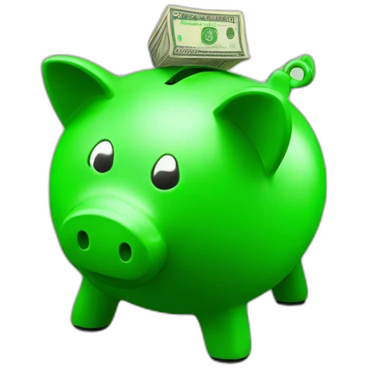 green piggybank sitting on money  emoji