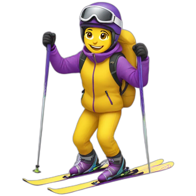 skier in yellow and violet colors emoji