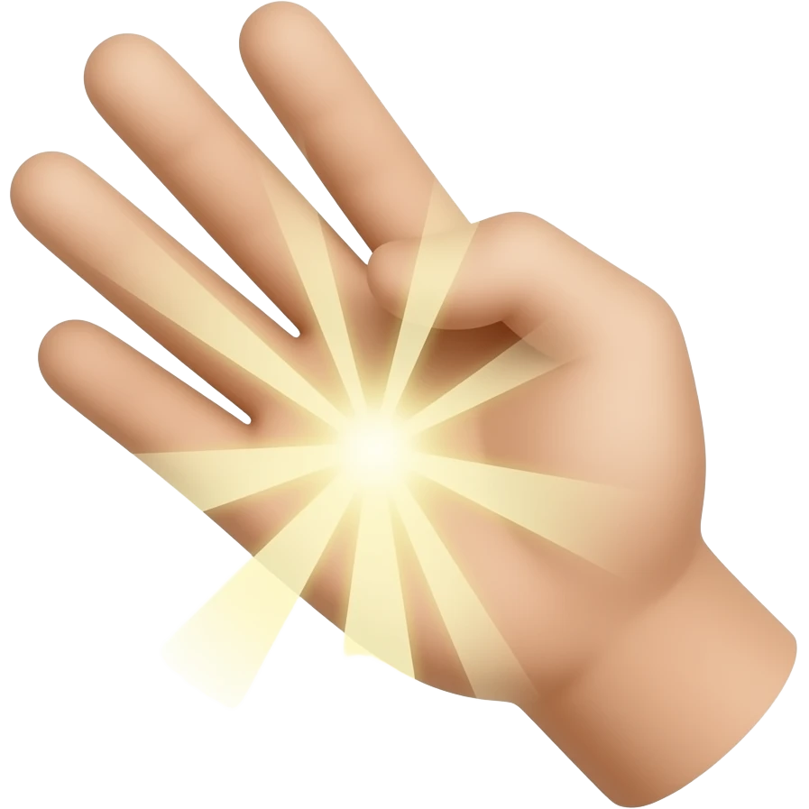 add rays of light coming diagonally down from the palm emoji