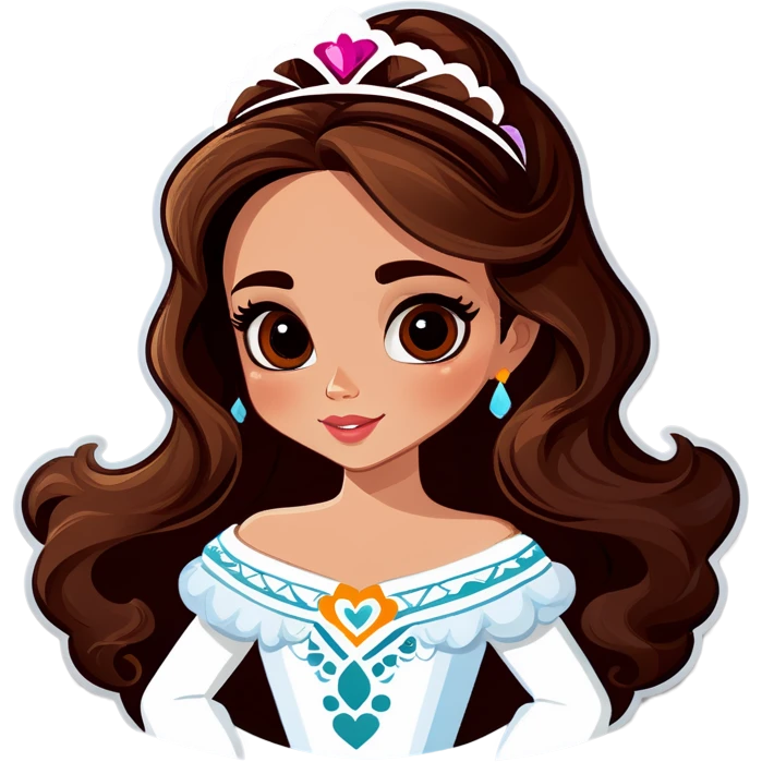 mexican and white princess with brown hair and brown eyes emoji