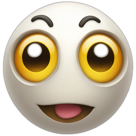 3d sphere with a cartoon smiling skin texture with big playful eyes emoji