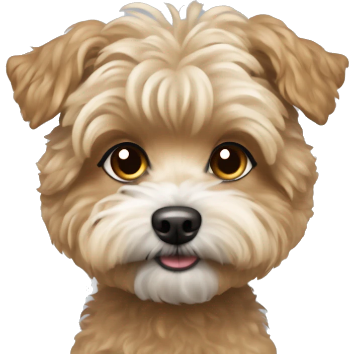 small dog with short tan curly fur. yorkie bichon mix emoji