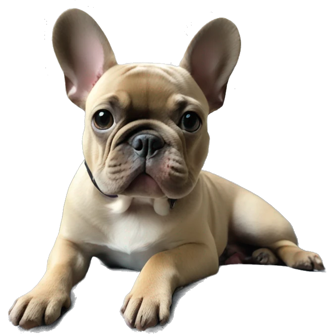Blue fawn frenchie sticking tongue out emoji