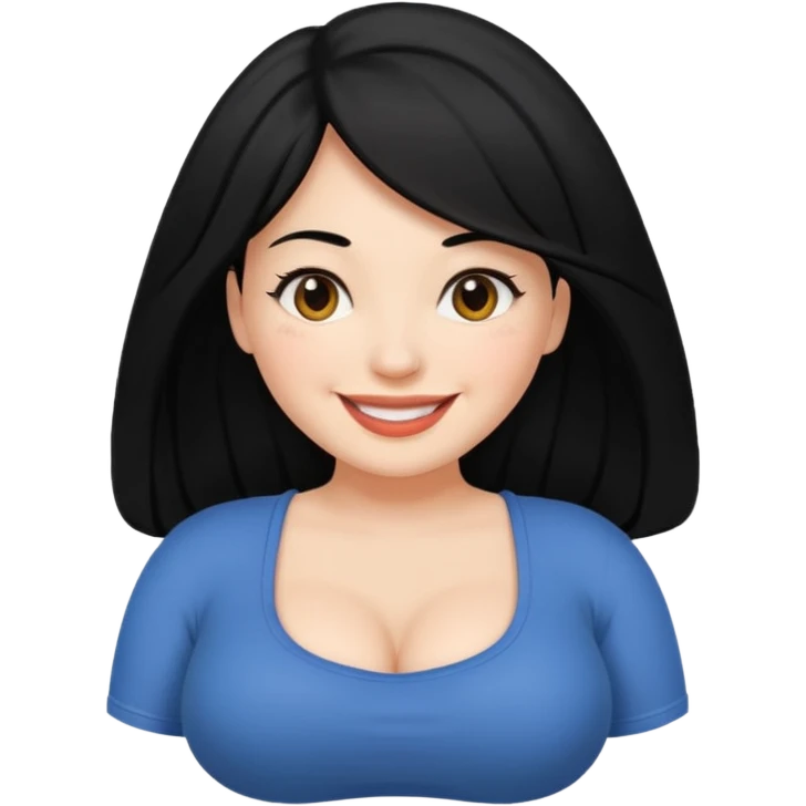 Woman with black hair and big tits which a thick ass emoji