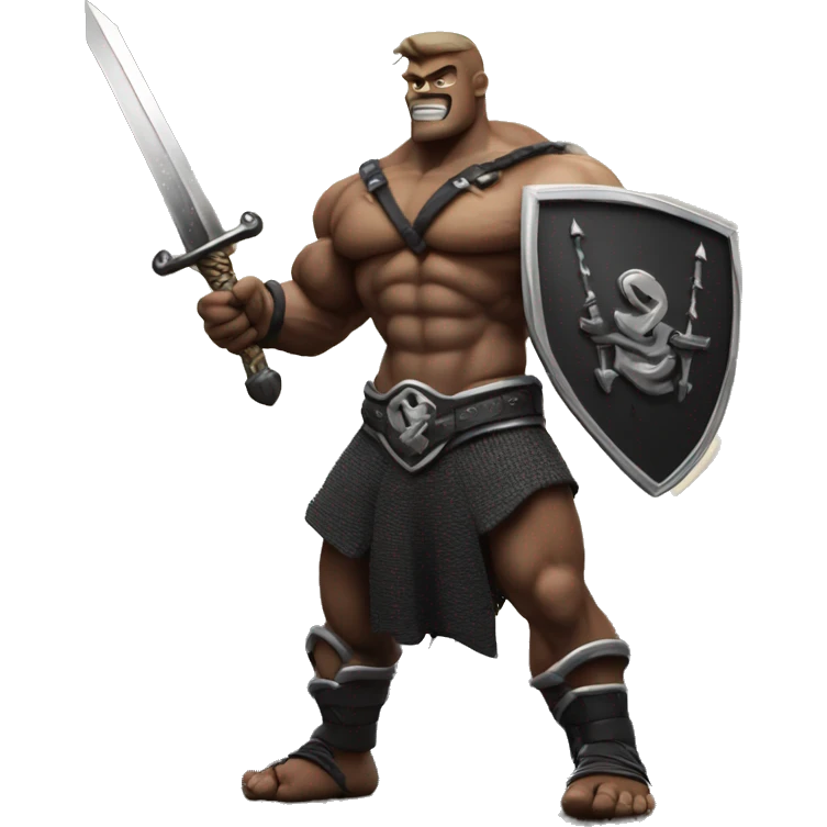 A photo of a very muscular kartan holding a sword under the moonlight with the words bjk in the background emoji