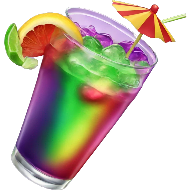 Realistic New Orleans Purple and Green,Red,Yellow,Pink,Hurricane Cocktail emoji