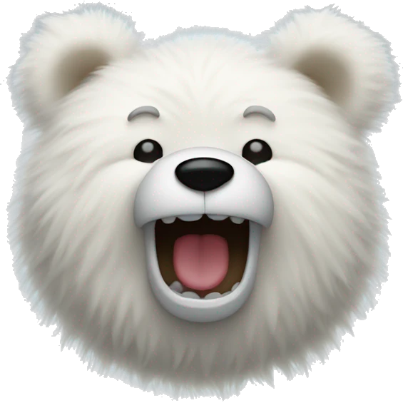 White fuzzy teddy bear gasping emoji