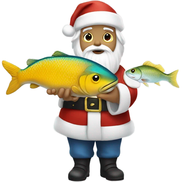 White Santa with fish in his hands  emoji