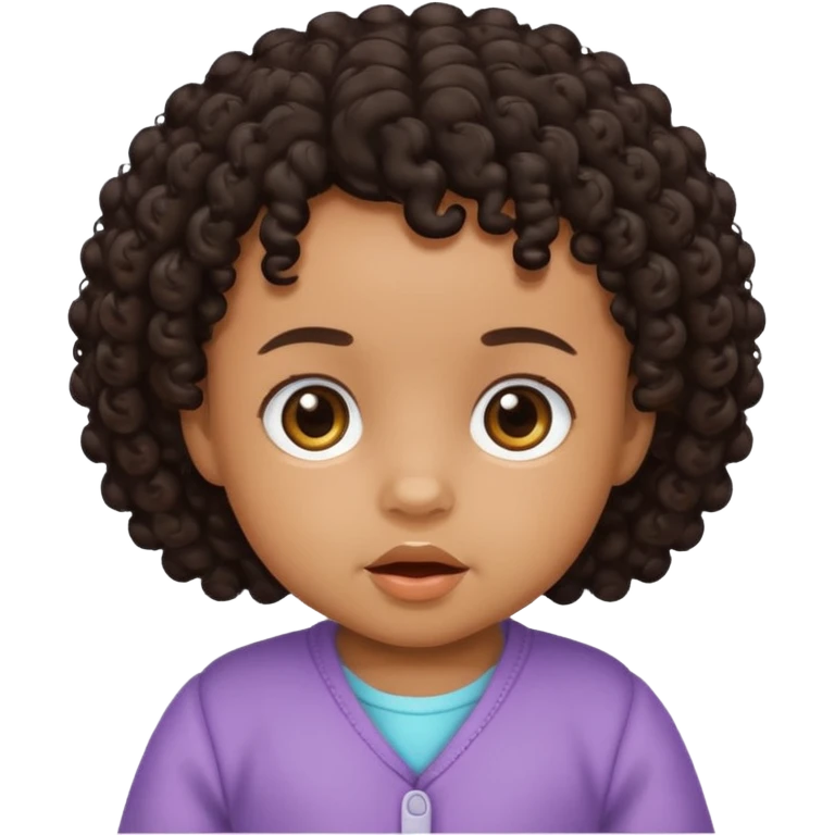Um bebé de cabelo encaracolado moreno emoji