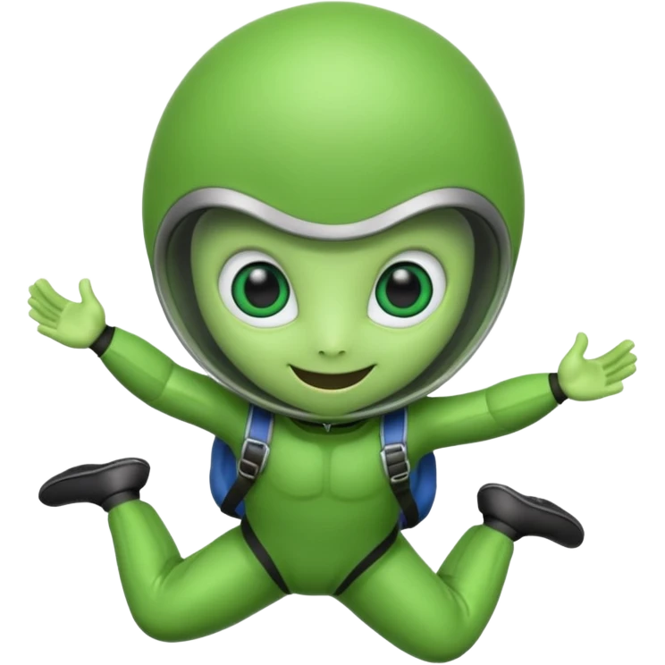 Skydiving alien with parachute emoji