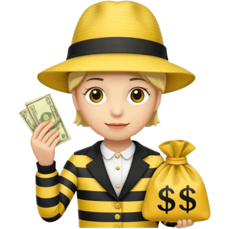 A Robber that just robes a bank** and that has yellow and black stripes that has a bag qith money inside with a chapeau emoji