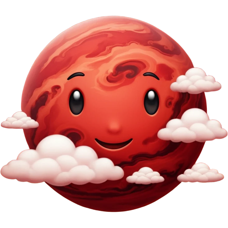 Crimson red planet with clouds emoji