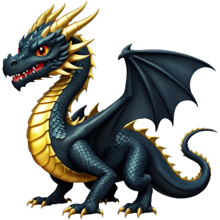 1 big black dragon and 1 small gold dragon emoji