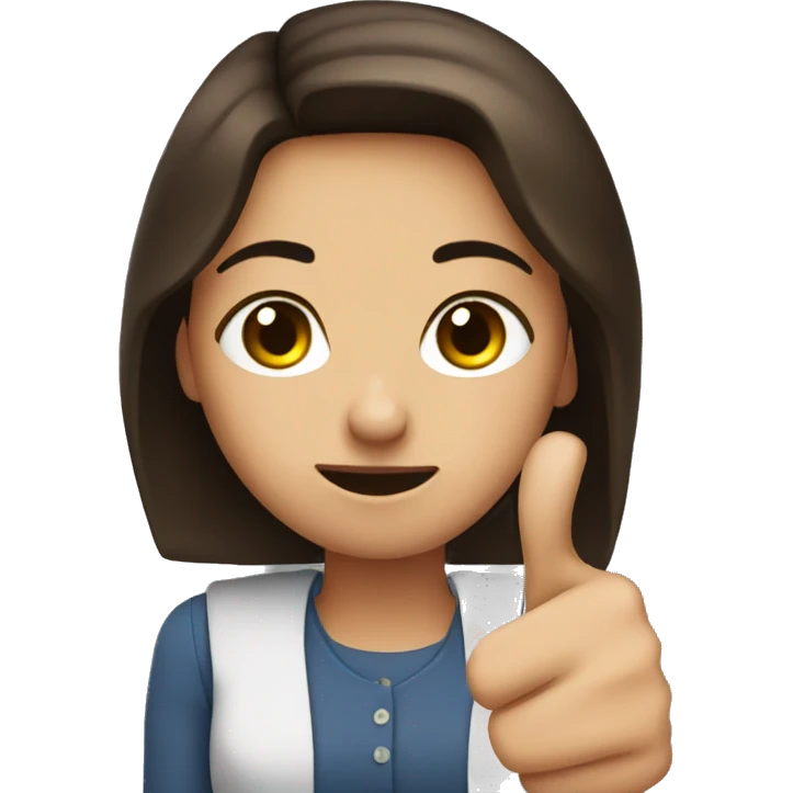 Brunette girl thumbs up annoyed emoji
