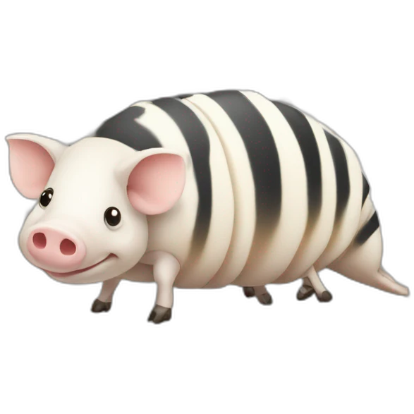 White pig armadillo cow centipede insect with black spots emoji