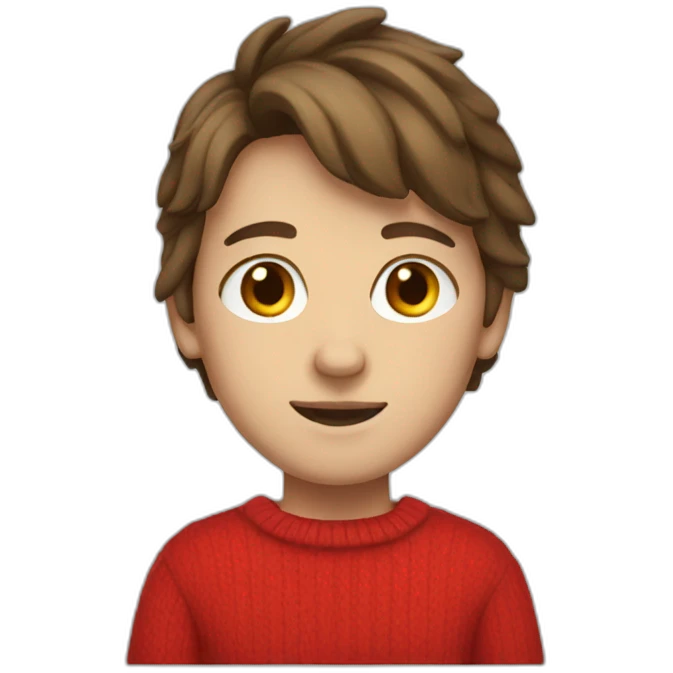 white teen brown hair red sweater emoji