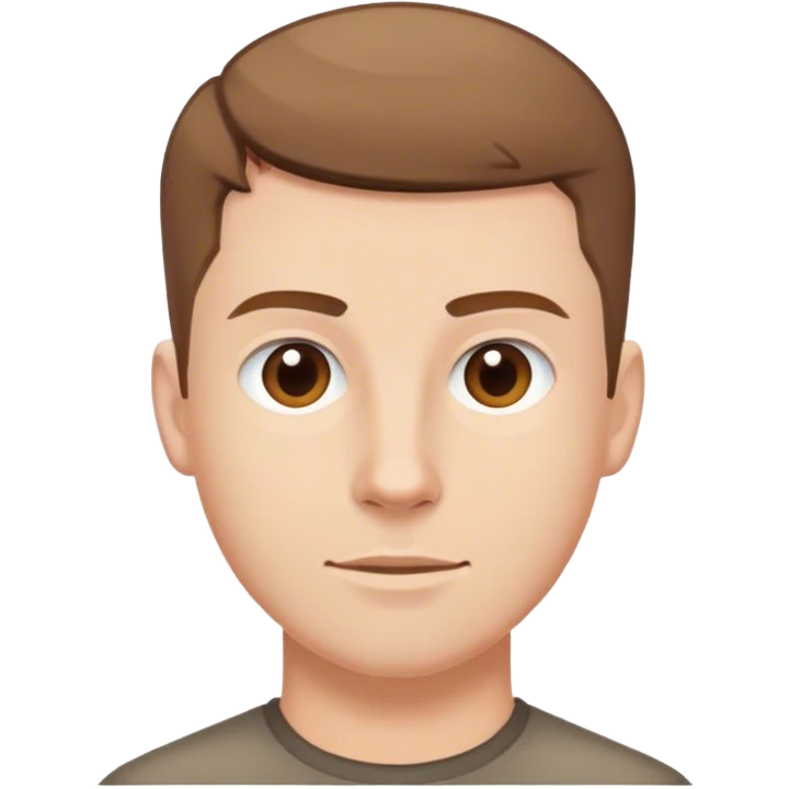 white guy, brown crew cut hair emoji