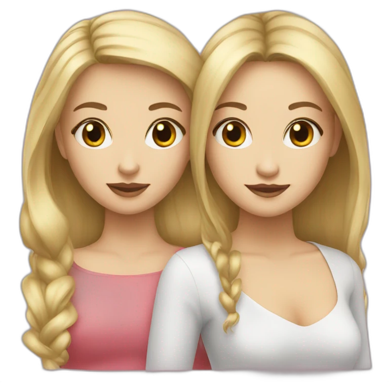 Blonde girl with a brunette girl bff emoji