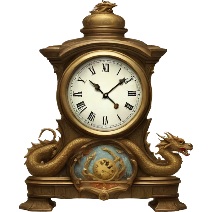 Antique clock with dragon on edge emoji