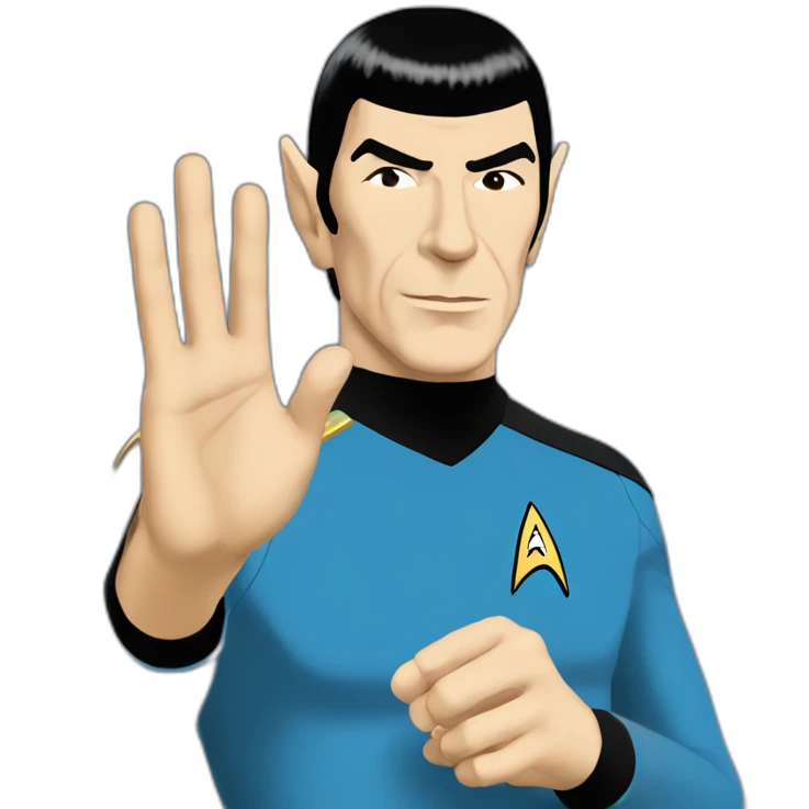 Spock making the Vulcan salute in Starfleet blue uniform (Star Trek) emoji