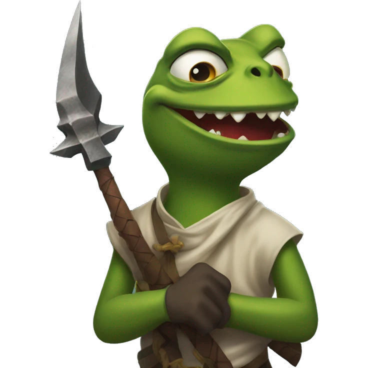 pepe specing with dragon claws from runescape emoji
