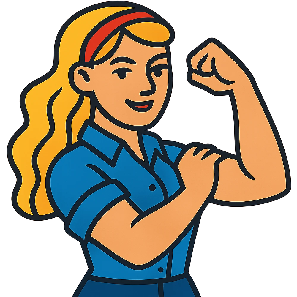 strong blond woman flexing emoji
