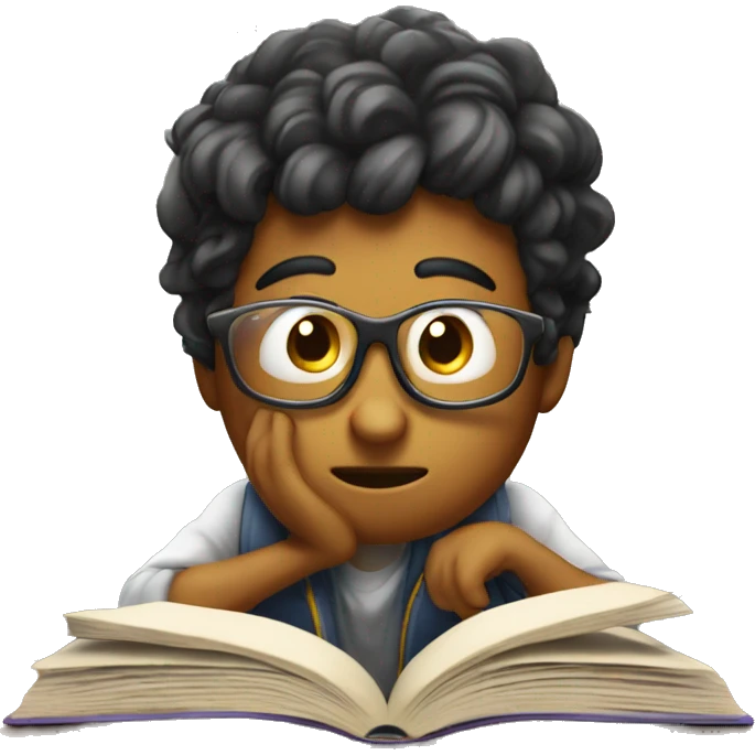 Puzzled student scratching head while reading a book emoji