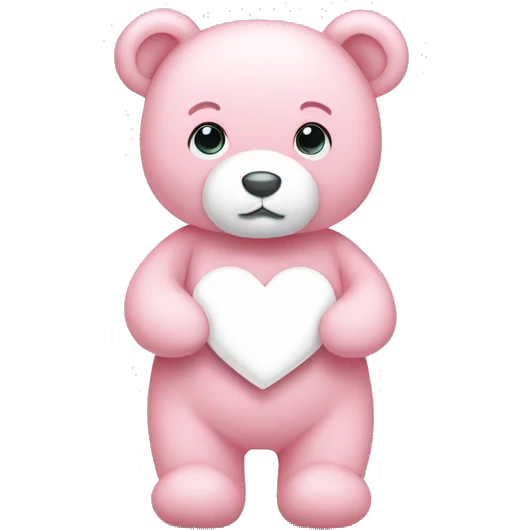 Light pink teddy bear with white heart emoji
