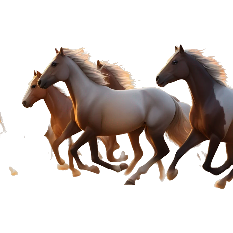 Wild Horse Herd Running at sunset  emoji