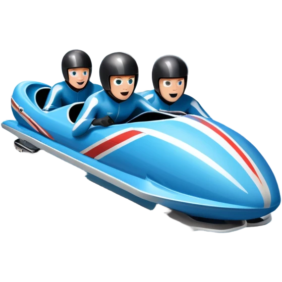 An icon featuring a sleek bobsled with athletes racing down an icy track at high speed, helmets on and bodies aligned for aerodynamics. Surrounded by icy curves, snowbanks, and a wintry mountain backdrop. Transparent background captures the thrill and precision of bobsleigh. emoji