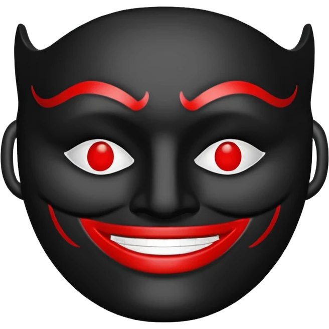Black mask with red lines around the mouth like it's smiling emoji