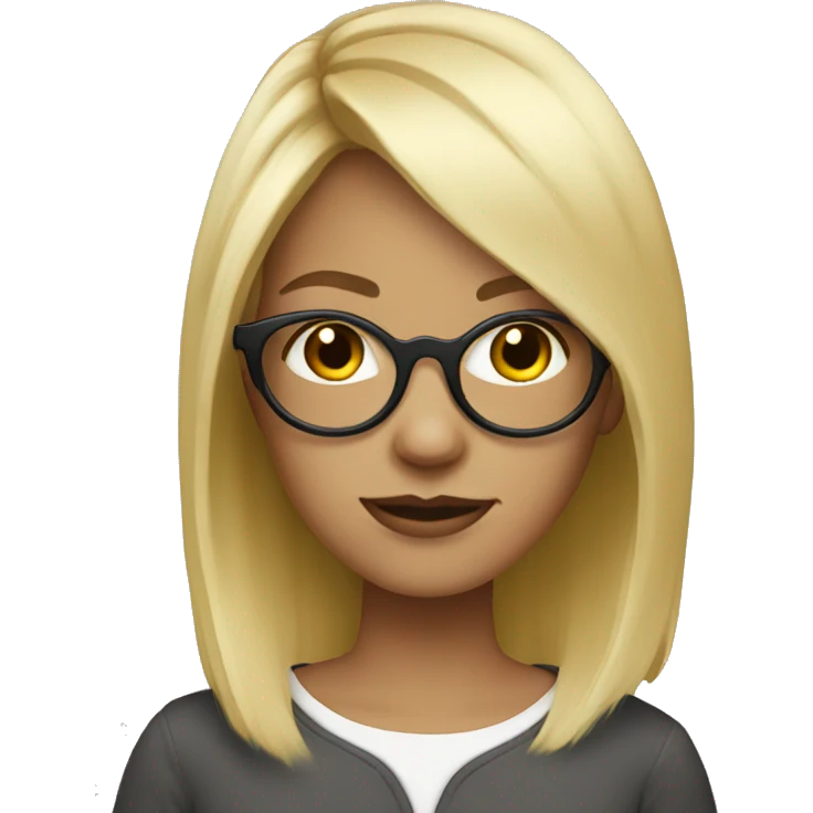 Blonde girl with round black glasses emoji