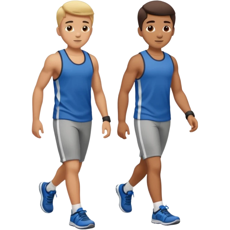 two boys walking, wearing gym clothes, full body emoji