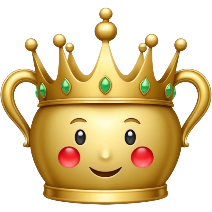 A crown emoji in the style of Apple emoji with a handle and a knocker. emoji
