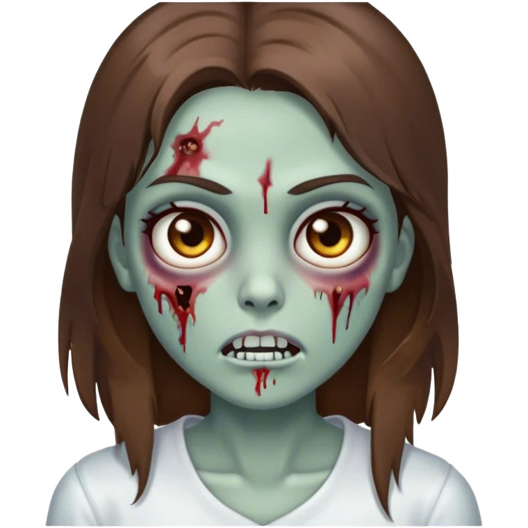 Zombie girl with brown hair brown eyes straight hair white skin emoji