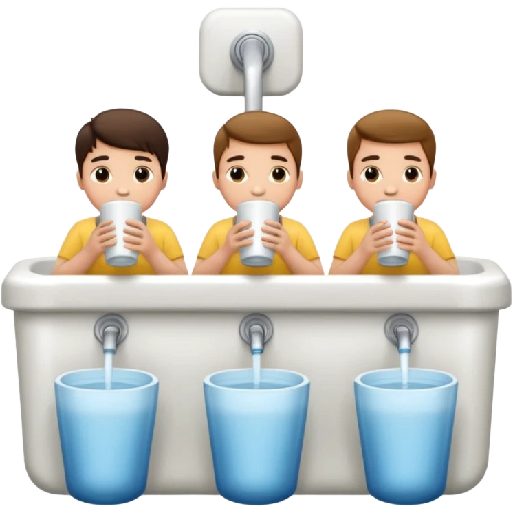 varios meninos sentado no vaso sanitário de um banheiro publico  emoji
