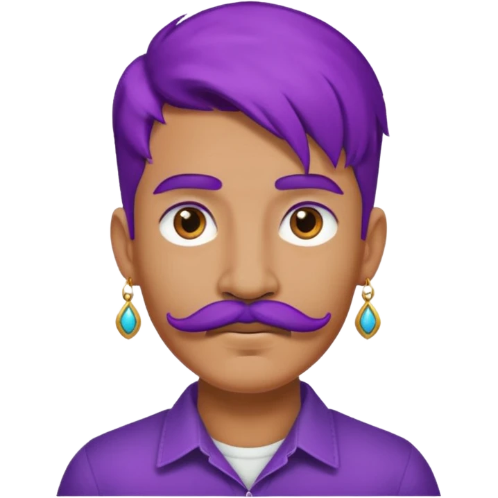 mustached purple haired earringed emoji