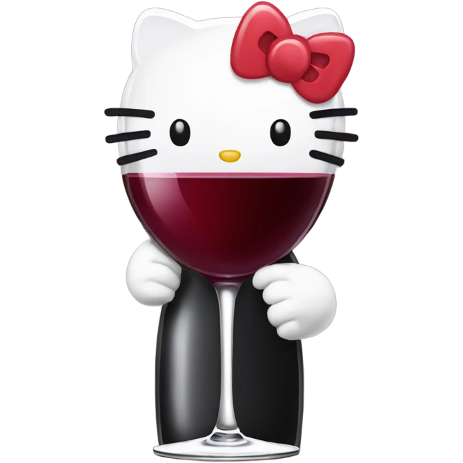 Hello Kitty drinking red wine emoji