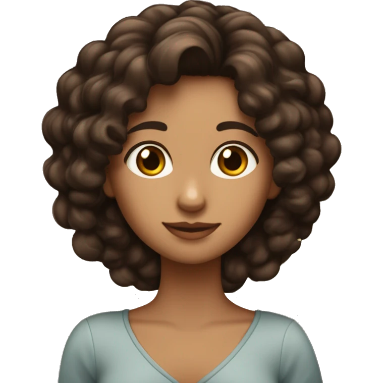 Una chica morena de pelo rizado marrón oscuro  emoji